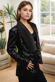 Sparkly Black Women's Prom Blazer with Fringes