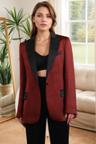 Rust Peak Lapel One Button Women Blazer