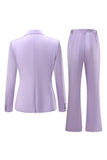 Purple Peak Laple Satin Double Breasted 2 Pieces Women Suits