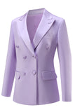 Purple Satin Double Breasted Peak Lapel 2 Pieces Women Suits