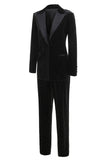 Black Polk Dots One Button 2 Piece Women Suit