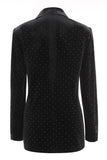 Black Polk Dots One Button 2 Piece Women Suit