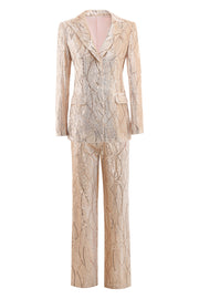 Champagne Peak Lapel Single Button Sequin Women's Suits