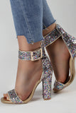 Glitter Golden Open Toe Buckle Party Shoes