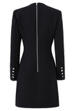 Beaded Black Long Sleeves Women Blazer Dress