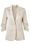 Champagne Notched Lapel Long Sleeves One Button Blazer