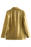 Golden Oversize Peak Lapel Single Breasted Blazer