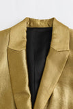 Golden Oversize Peak Lapel Single Breasted Blazer