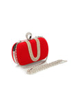 Luxury Red Handbag with Rhinestones