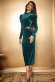 Peacock Green Mermaid Round Neck Prom Dress with Slit