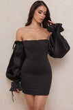 Black Off The Shoulder Bodycon Short Homecoming Dress