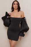 Black Off The Shoulder Bodycon Short Homecoming Dress