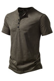 Khaki Regular Fit Crewneck Men's Polo Shirt with Button