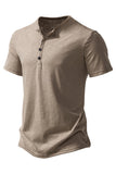 Khaki Regular Fit Crewneck Men's Polo Shirt with Button