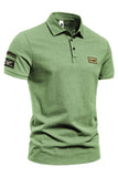 Green Short Sleeves Solid Stretch Cotton Men's Polo Shirt