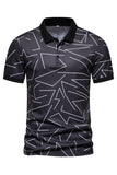 White Pattern Print Short Sleeves Men's Polo Shirt