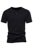 Black Cotton Crewneck Short Sleeves Men's Polo Short