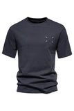 Black Cotton Short Sleeves Crewneck Men's Shirt