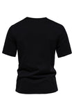 Black Cotton Short Sleeves Crewneck Men's Shirt