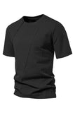 Black Short Sleeves Crewneck Cotton Men's Shirt