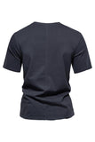 Black Short Sleeves Crewneck Cotton Men's Shirt