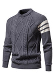 Grey Men's Round Neck Slim Fit Pullover Sweater