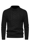 White Jacquard Round Neck Men's Knit Sweater