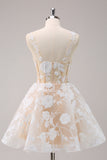Sparkly Light Blue A Line Spaghetti Straps Corset Short Prom Dress