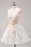 Sparkly Light Blue A Line Spaghetti Straps Corset Short Prom Dress
