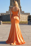 Sage Mermaid Spaghetti Straps Corset Sequin Prom Dress with Slit