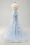 Green Mermaid Corset 3D Flowers Plus Size Long Prom Dress with Lace Up Back