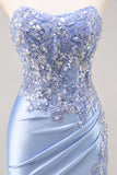 Mermaid Burgundy Strapless Sequin Long Prom Dress with Beading