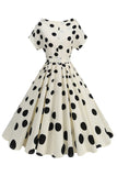 Black Rose Printed A-Line Boat Neck Midi 1950s Dress