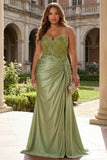 Royal Blue Mermaid Spaghetti Straps Corset Plus Size Prom Dress with Slit