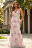 Sequins Mermaid Spaghetti Straps Black Prom Dress with Appliques