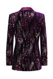 Purple Shawl Lapel Sequins Prom Blazer