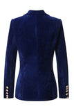 Navy Shawl Lapel Double Breasted Women's Blazer