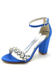 Royal Blue Rhinestone Ankle Straps Prom Sandals