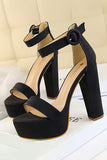 Kahki Chunky High Heel Sandals