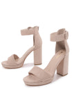 Apricot Pure Color Suede High Heels Fashion Sandals