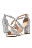 Grey High Heel Sandal Ankle Strap