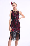 Black Sequined Bodycon 1920s Dress with Fringes