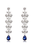 Royal Blue Leaf Tassel Water Drop Long Earrings