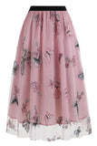 Apricot High Waist Print Chiffon Floral Loose Midi A Line Skirt