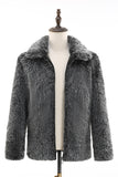 Dark Grey Faux Fur Turn Collar Short Men Coat