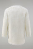 White Fluffy Faux Fur Long Sleeves Men's Coat