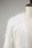 White Fluffy Faux Fur Long Sleeves Men's Coat