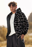 Leopard Faux Fur Zip-Up Hoodie Long Sleeves Men's Coat