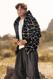 Leopard Faux Fur Zip-Up Hoodie Long Sleeves Men's Coat