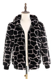 Leopard Faux Fur Zip-Up Hoodie Men's Coat